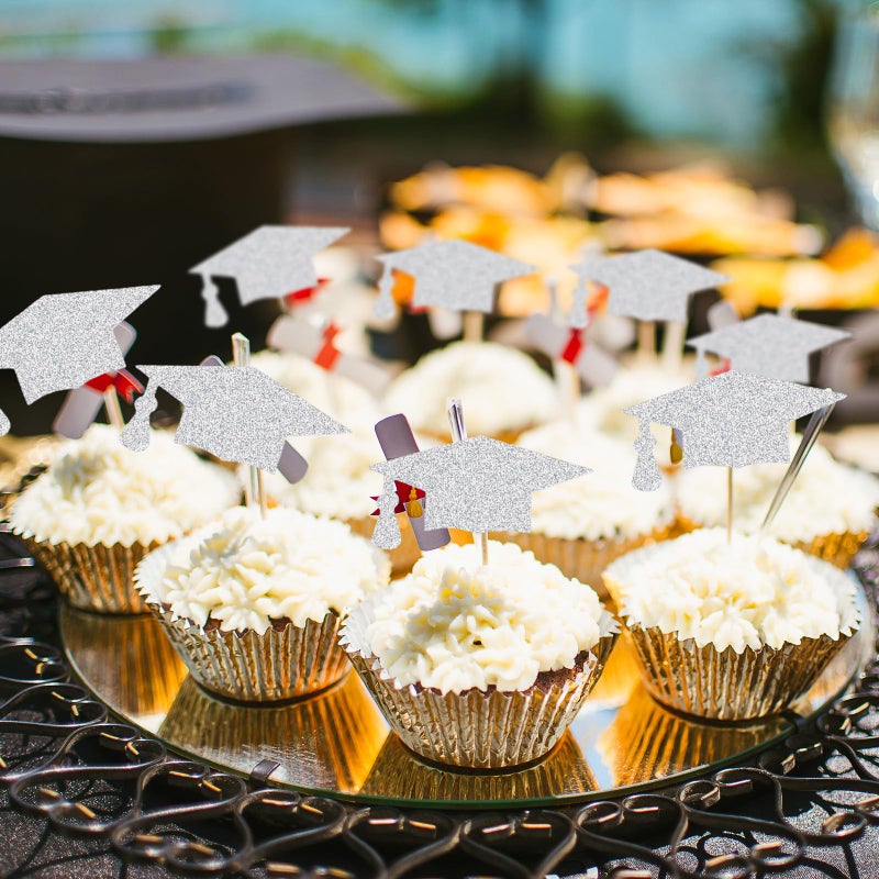 Whaline 600Pcs Graduation Cap Sticker Silver Laser Sealing Label Congrats Grad Hat Party Favor Self-Adhesive Sticker for College Graduation Party Supplies, 1.5 x 0.8 Inch - Image 4